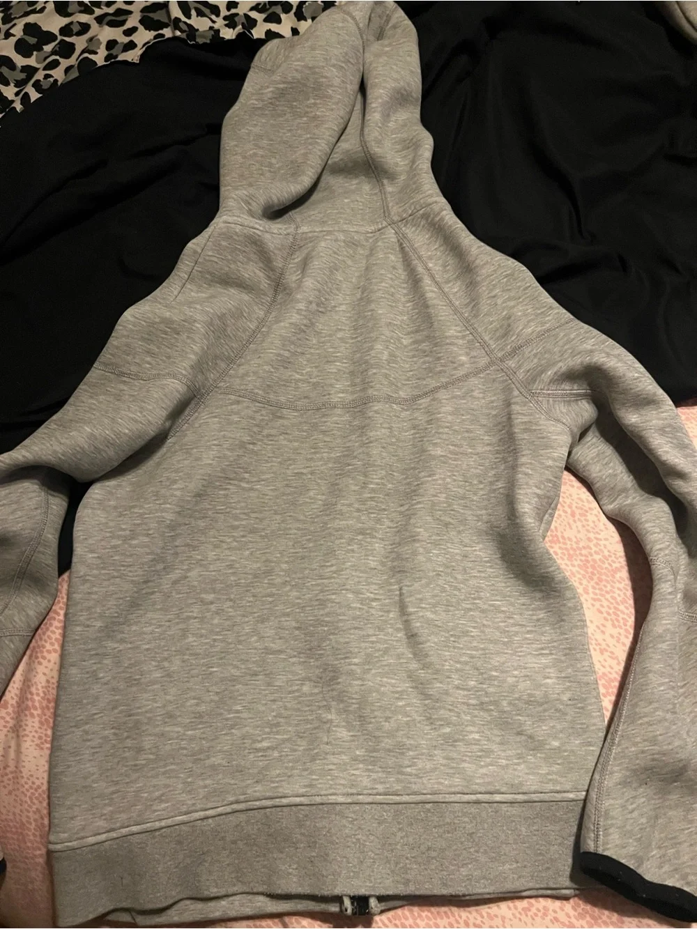 Nike Light Gray Full-Zip Hooded Jacket with Black Accents